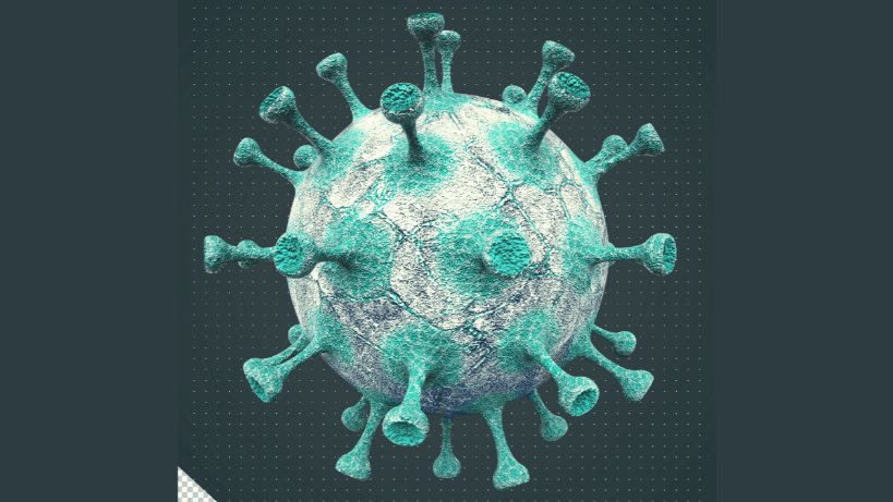A digitally rendered image of a virus particle, symbolizing global health threats and ongoing disease surveillance efforts.